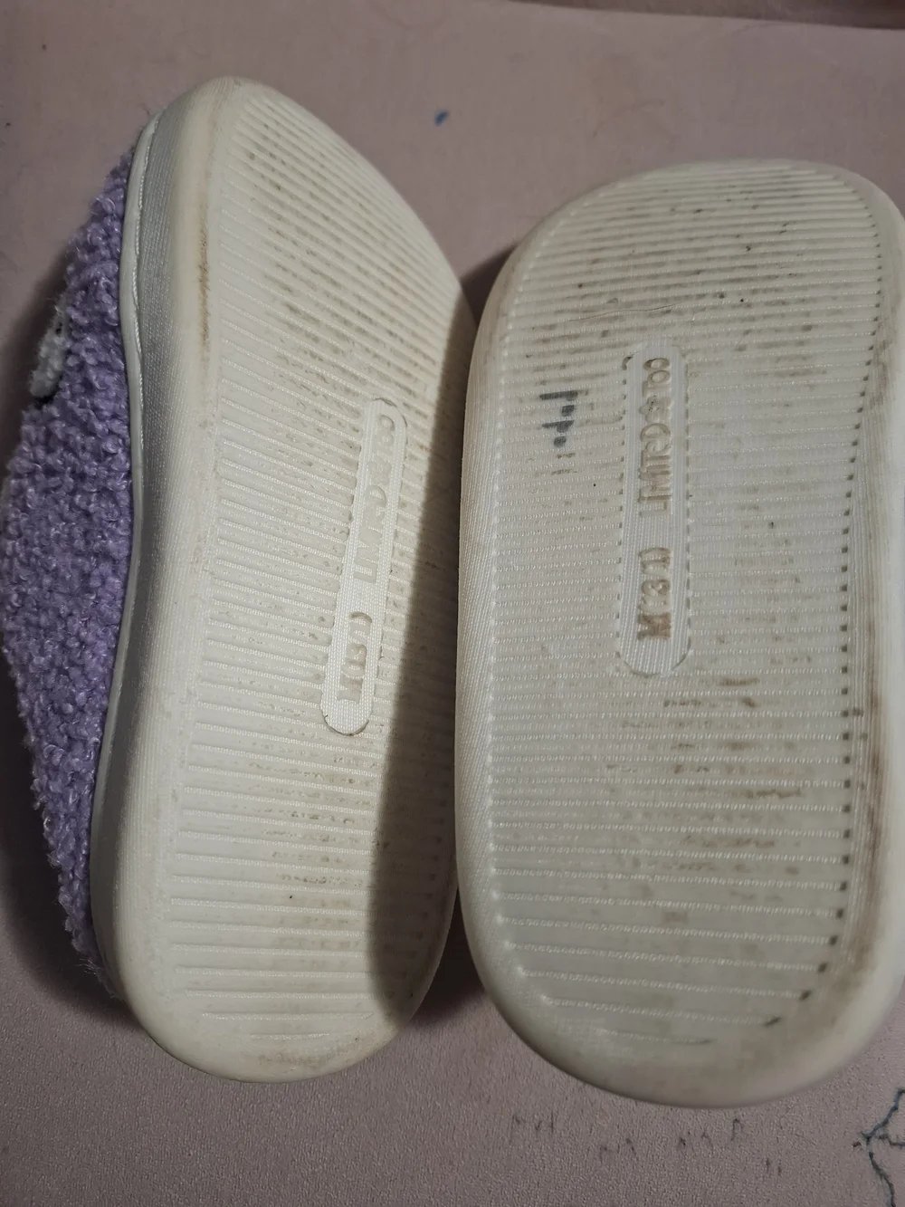 Plush Lavender Kids Smile Slippers